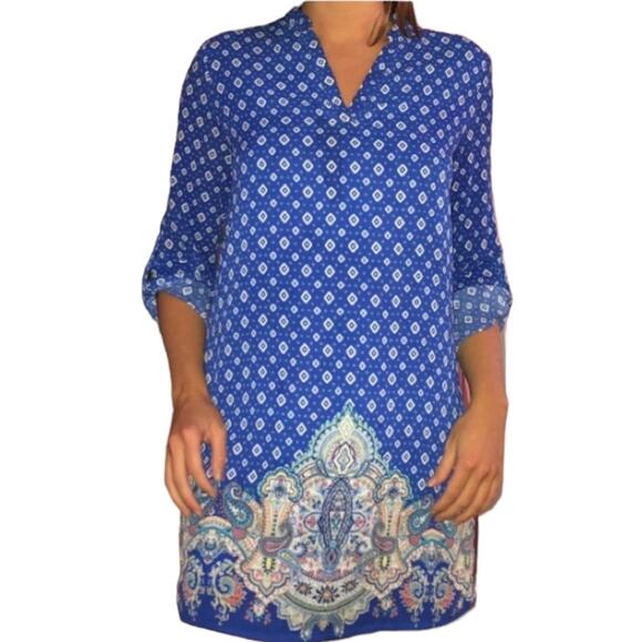 Buttons X Francesca’s Diamond Geo Paisley Shift Dress Size Small - Picture 3 of 5